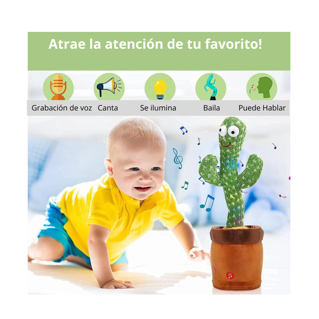 Cactus Bailarín Musical con Repetición de Voz y Luces LED